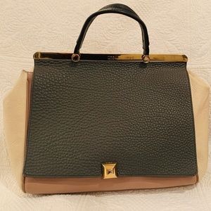 Furla Color Block bag in blue / tan / cream